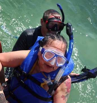 Jen getting ready for her first snorkel